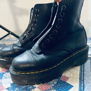 Dr. Martens Black Combat Boots with Iconic Yellow Stitching